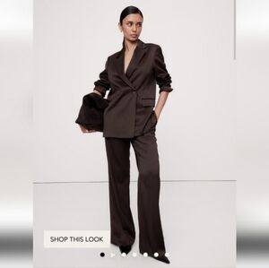 Banana Republic High-Rise Wide-Leg Italian Satin Pant chocolate ganache Brown